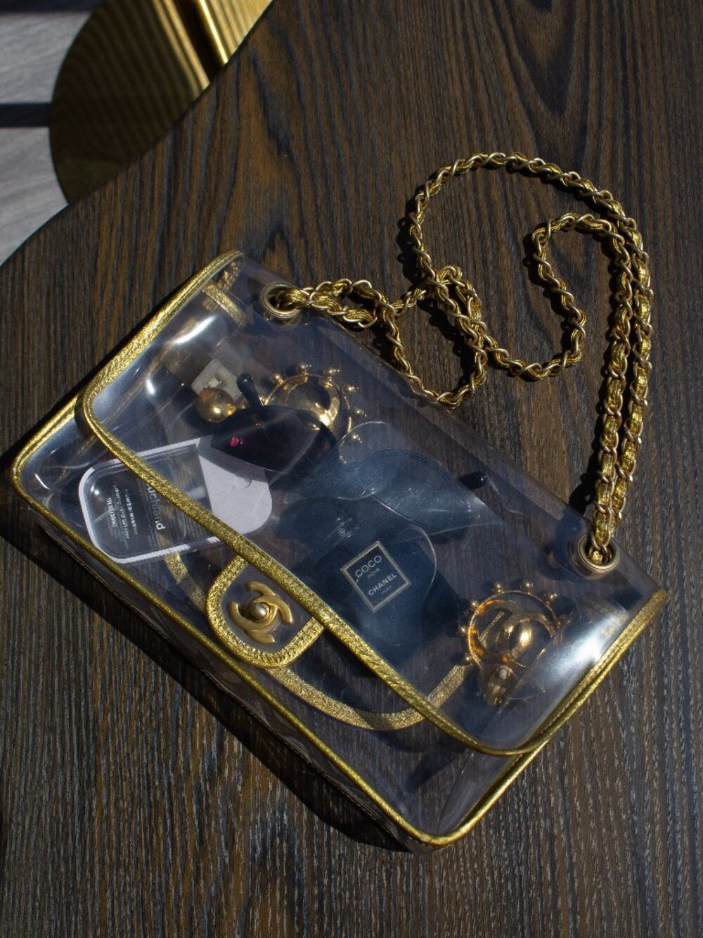 Chanel Vintage 2006 Naked PVC Transparent Gold Classic Flap Bag